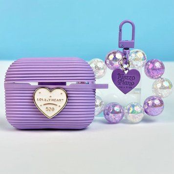 Силіконовий чохол Silicone case Lovely Heart для навушників AirPods Pro Purple 203-00473 фото