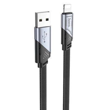 Кабель HOCO U119 USB to iP 2.4A, 1.2m, nylon, aluminum connectors, Black 6942007604987 фото