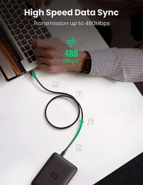 Кабель UGREEN USB 2.0 A Male to Mini 5 Pin Male Cable 3m (Black) UGR-10386 фото