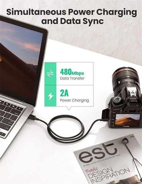 Кабель UGREEN USB 2.0 A Male to Mini 5 Pin Male Cable 3m (Black) UGR-10386 фото