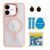 Чохол TPU+PC+Metal Stand Case with MagSafe and Camera Lenses для iPhone 16 Pink 214-03728 фото