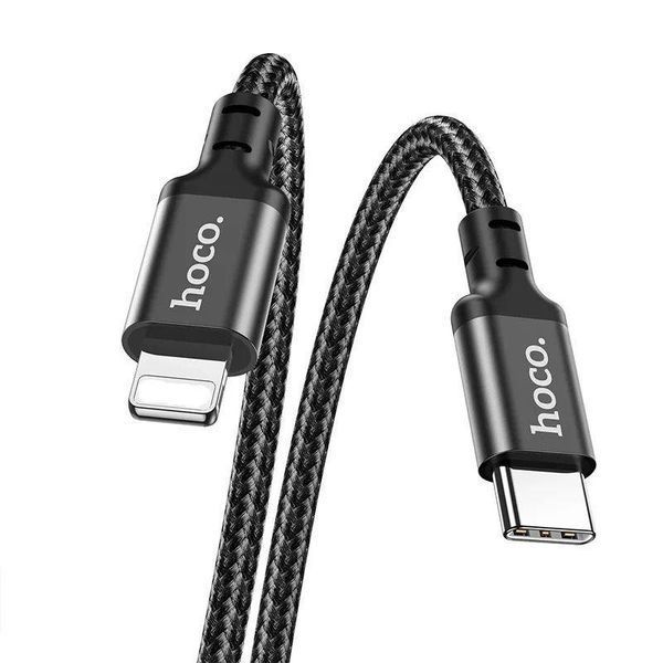 Кабель HOCO X14 Type-C to iP 3A, 20W, 1m, nylon, aluminum connectors, Black 6931474752192 фото