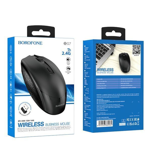 Манипулятор мышь BOROFONE BG7 Platinum 2.4G business wireless mouse Black 6974443389982 фото