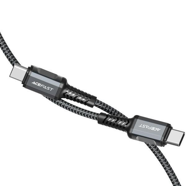Кабель ACEFAST C1-03 Type-C to Type-C 3A, 1.2m, nylon, aluminum connectors, Black 6974316280521 фото