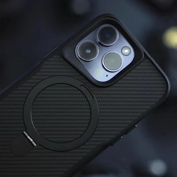 TPU+PC чохол Metal Buttons with MagSafe Carbon Ring для Apple iPhone 14 Pro Max (6.7") Black 777-08079 фото