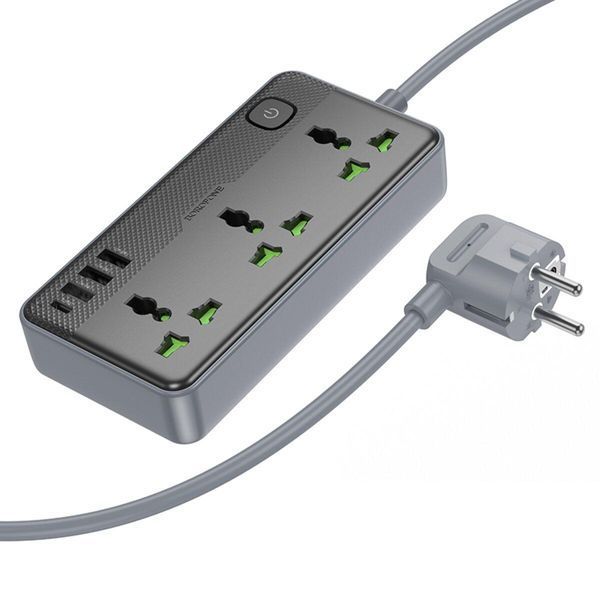 Мережевий подовжувач BOROFONE BAC2A Leya 3 position socket(1C3A)(EU) Black 656-03204 фото
