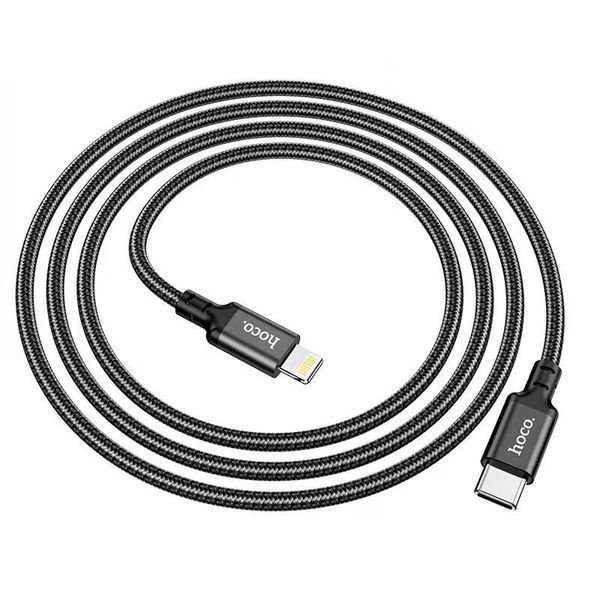 Кабель HOCO X14 Type-C to iP 3A, 20W, 1m, nylon, aluminum connectors, Black 6931474752192 фото