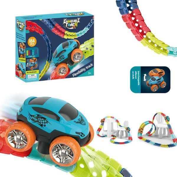 Интерактивный трек с инерционной машинкой SHT 388 Changeable Trak (184pcs/1CAR) 656-03589 фото