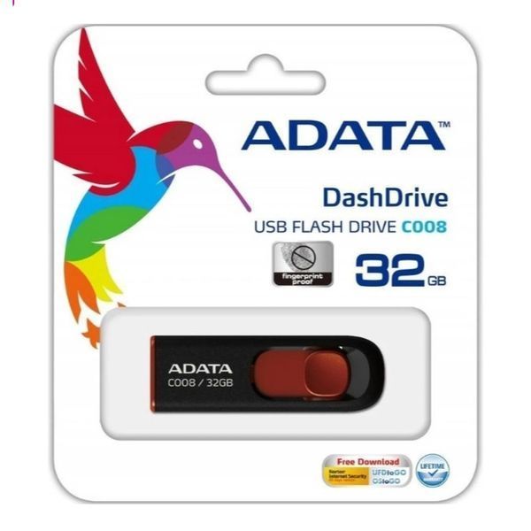Флеш-накопитель ADATA USB 2.0 C008 32Gb Black/Red AC008-32G-RKD фото