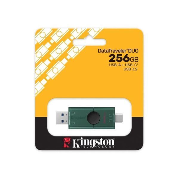 Флеш-накопичувач Kingston 256GB DataTraveler DuoG2 USB-A + USB-C 3.2 Gen 1 Black/Green DTDEG2/256GB фото