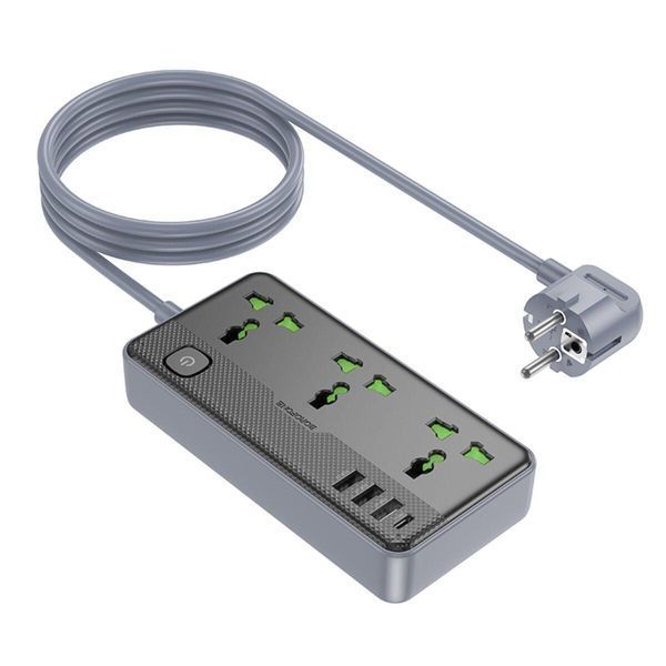Мережевий подовжувач BOROFONE BAC2A Leya 3 position socket(1C3A)(EU) Black 656-03204 фото