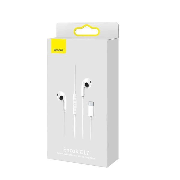 Навушники Baseus Encok Type-C lateral in-ear Wired Earphone C17 White 656-03921 фото