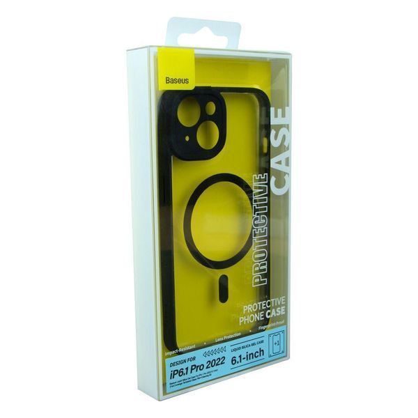 Чехол Baseus Frame Series Magnetic Case+Glass 0.22mm для iPhone 14 Black 757-00218 фото