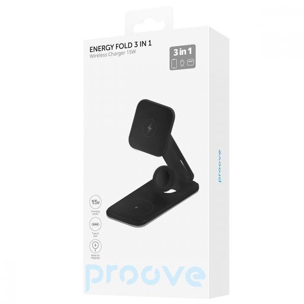 Беспроводное зарядное устройство Proove Energy Fold 3 in 1 black 656-02613 фото