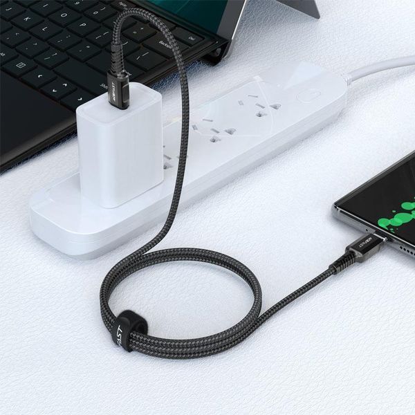 Кабель ACEFAST C1-03 Type-C to Type-C 3A, 1.2m, nylon, aluminum connectors, Black 6974316280521 фото