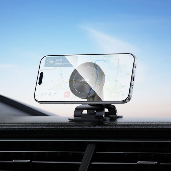 Автотримач для телефона HOCO H97 Eminent Ring Magnetic Car holder (керуємо console) Black 6942007673020 фото
