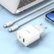 Сетевое зарядное устройство с кабелем HOCO C80A Plus Rapido PD20W+QC3.0 charger set(Type-C to Type-C) White 6931474779908 фото 8