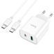 Сетевое зарядное устройство с кабелем HOCO C80A Plus Rapido PD20W+QC3.0 charger set(Type-C to Type-C) White 6931474779908 фото 1