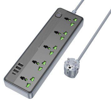 Сетевой удлинитель BOROFONE BAC4A Lord 5 position socket(1C3A)(EU) Black 656-03205 фото