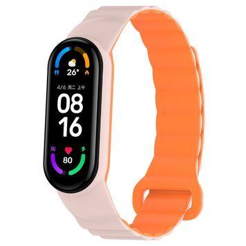 Ремешок Dual-color Magnetic для Xiaomi Mi Band 7/6/5/4/3 Light Pink / Orange 212-01637 фото