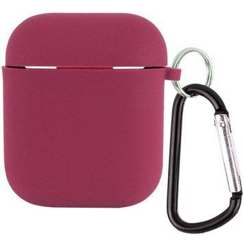 Силиконовый футляр с микрофиброй для наушников Airpods 1/2 Plum 203-00220 фото