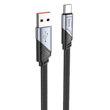 Кабель HOCO U119 USB to Type-C 5A, 1.2m, nylon, aluminum connectors, Black 6942007605007 фото