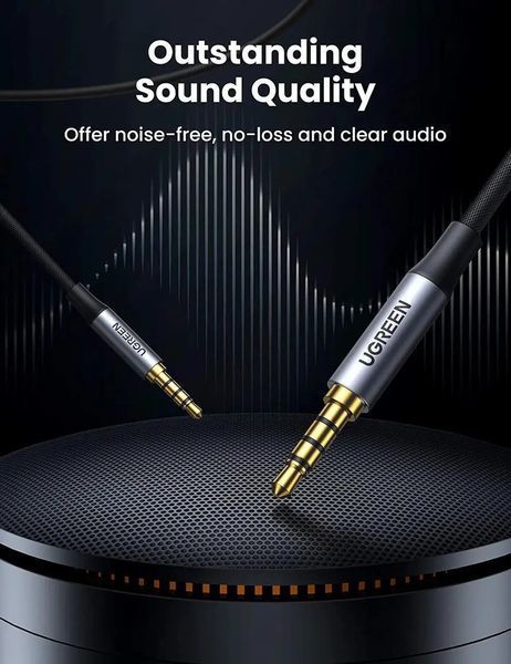 Аудіокабель UGREEN 3.5mm 4-Pole M/M Audio Cable Alu Case 2m UGR-20782 фото