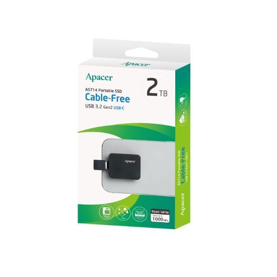 Портативный SSD Apacer AS714 2TB USB 3.2 Gen.2 Read/Write 1000MB/s Black AP2TBAS714B-1 фото
