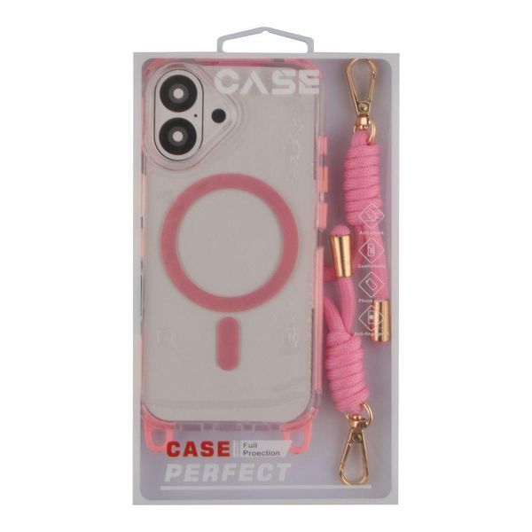 Чохол TPU+PC LanyardCase with MagSafe для iPhone 16 Pink 214-03190 фото