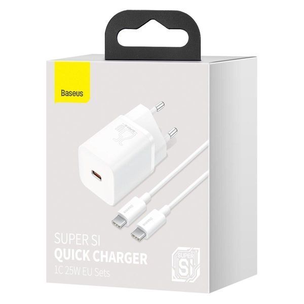 Мережевий зарядний пристрій Baseus Super Si Quick Charger 1C 25W EU Sets White 656-01314 фото