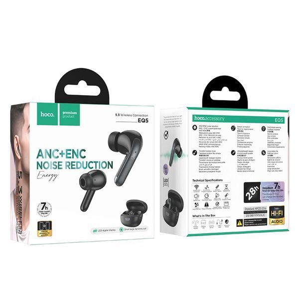 Беспроводные наушники HOCO EQ5 Energy true wireless ANC+ENC noise reduction BT headset Black 656-03872 фото
