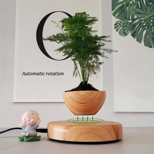 Магнітний левітаційний горщик для рослин HCNT Magnetic Levitating Pot M10-PS Wood Grain 656-03256 фото