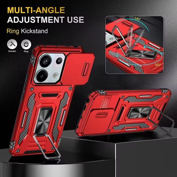 Ударостійкий чохол Camshield Army Ring для Xiaomi Redmi Note 13 Pro 4G / 14s / Poco M6 Pro 4G Red 777-04989 фото