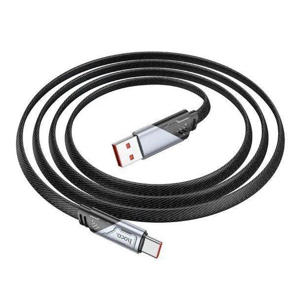 Кабель HOCO U119 USB to Type-C 5A, 1.2m, nylon, aluminum connectors, Black 6942007605007 фото