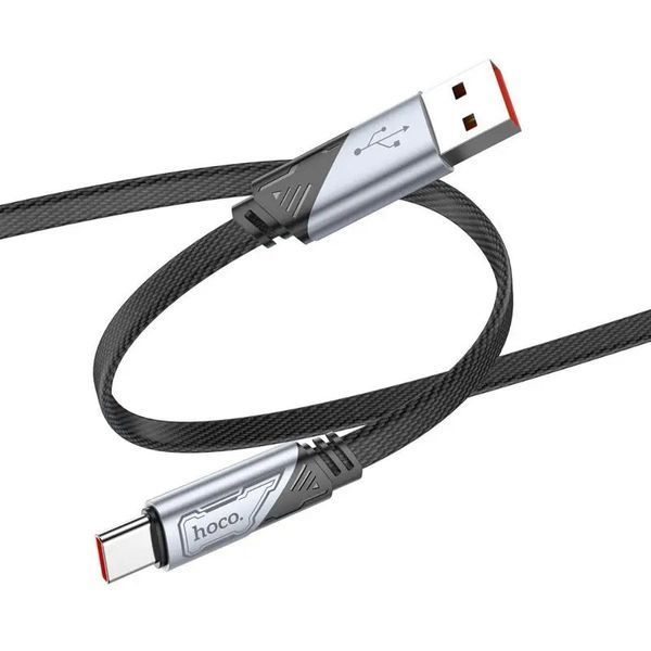 Кабель HOCO U119 USB to Type-C 5A, 1.2m, nylon, aluminum connectors, Black 6942007605007 фото