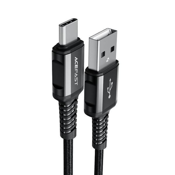 Кабель ACEFAST C1-04 USB to Type-C 3A, 1.2m, nylon aluminum connectors, Black 6974316280545 фото