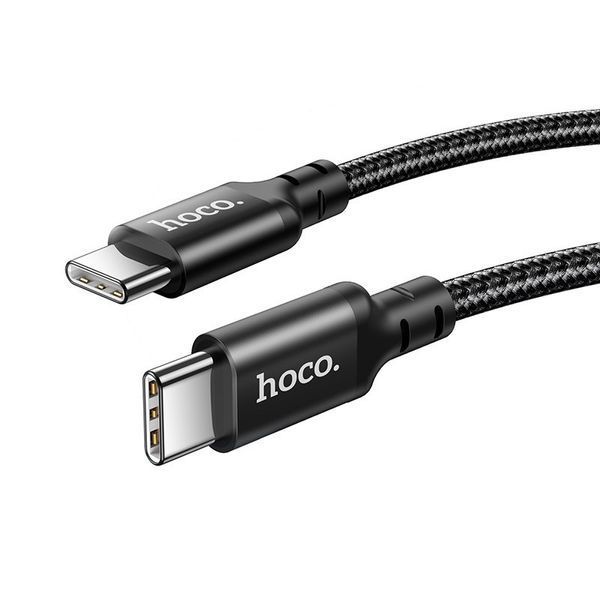 Кабель HOCO X14 Type-C to Type-C 60W, 1m, nylon, aluminum connectors, Black 6931474752215 фото