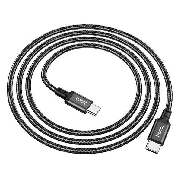 Кабель HOCO X14 Type-C to Type-C 60W, 1m, nylon, aluminum connectors, Black 6931474752215 фото
