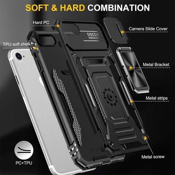 Ударостійкий чохол Camshield Army Ring для Apple iPhone 7 / 8 / SE (2020) (4.7") Black 777-05039 фото