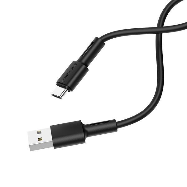 Кабель BOROFONE BX31 USB to Type-C 3A, 1m, silicone, TPE connectors, Black 6931474710390 фото