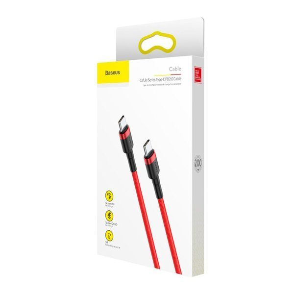 Кабель Baseus Cafule USB Cable Type-C-Type-C 3A 2m Red CATKLF-H09 фото