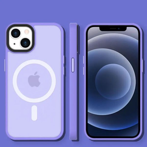 TPU+PC чохол Metal Buttons with MagSafe Colorful для Apple iPhone 13 (6.1") Light Purple 555-03073 фото