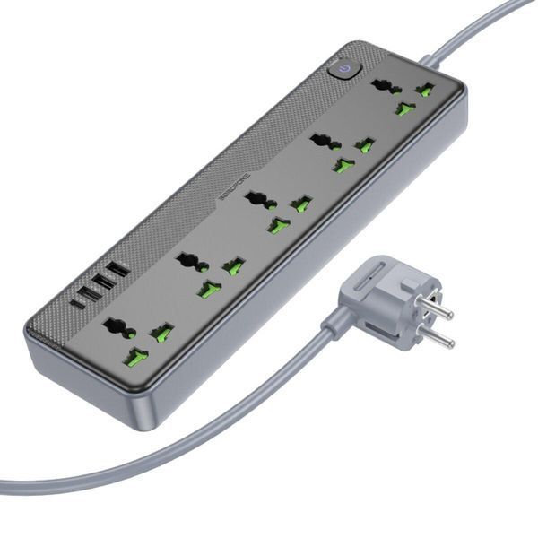 Сетевой удлинитель BOROFONE BAC4A Lord 5 position socket(1C3A)(EU) Black 656-03205 фото