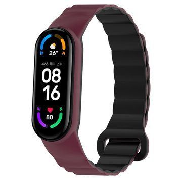 Ремешок Dual-color Magnetic для Xiaomi Mi Band 7/6/5/4/3 Plum / Black 212-01638 фото