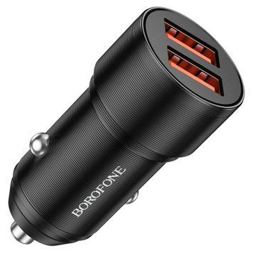 Автомобільний зарядний пристрій BOROFONE BZ19 Wisdom dual port car charger Black 656-00286 фото
