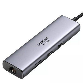 USB-хаб UGREEN CM512 USB-C to 2*USB3.0+HDMI+RJ45+SD&TF +PD port Converter UGR-90568 фото