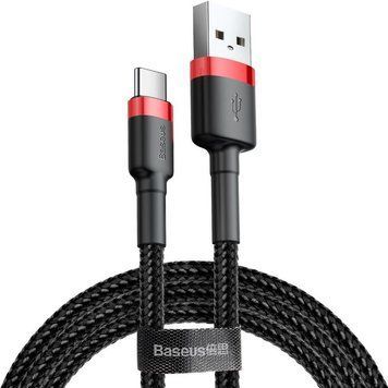 Кабель Baseus Cafule Cable USB For Type-C 2A 3m Red+Black CATKLF-U91 фото