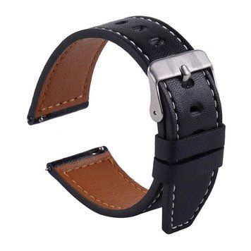 Ремінець Универс 20mm Leather strap with straight tip для Samsung/Amazfit/Huawei Black 212-02670 фото