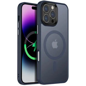 Чехол TPU+PC Metal Buttons with MagSafe Colorful для Apple iPhone 16 Pro (6.3") Navy Blue 555-03024 фото