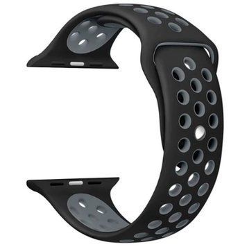 Силиконовый ремешок с перфорацией для Apple Watch 38/40/41 mm Черно-серый 212-00139 фото